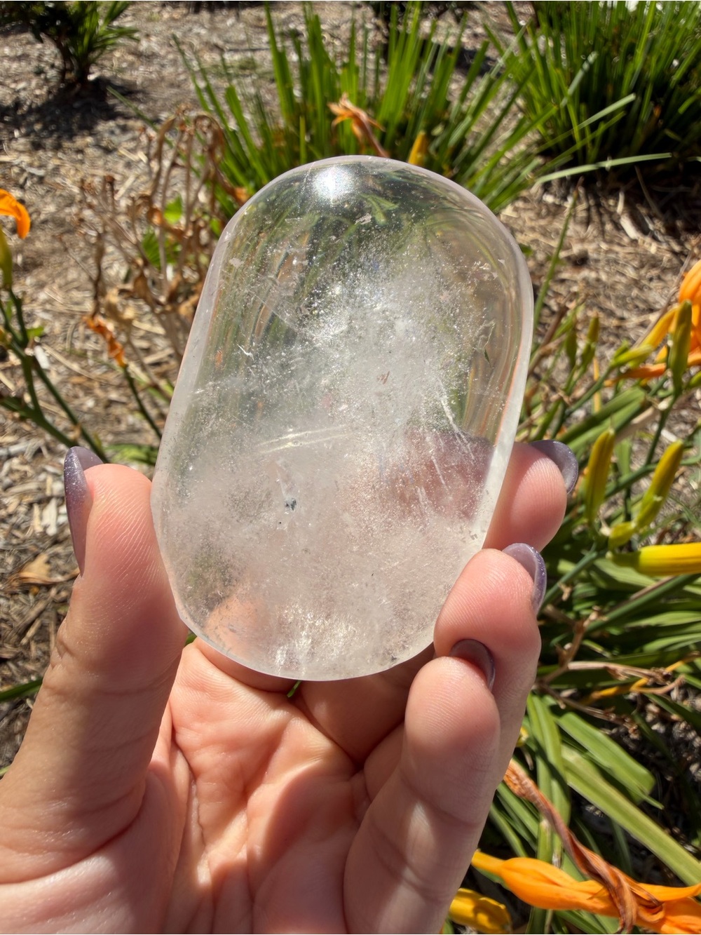 Natural Pakistan Himalayan Clear Quartz Palm Stone, Worry Stone,A588